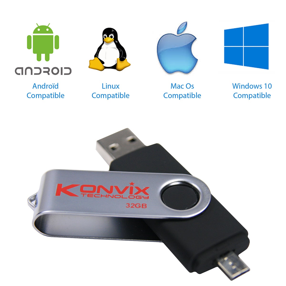 Clé USB OTG DUO-LINK 32GB les appareils Androïd, Windows, Linux, Mac os.