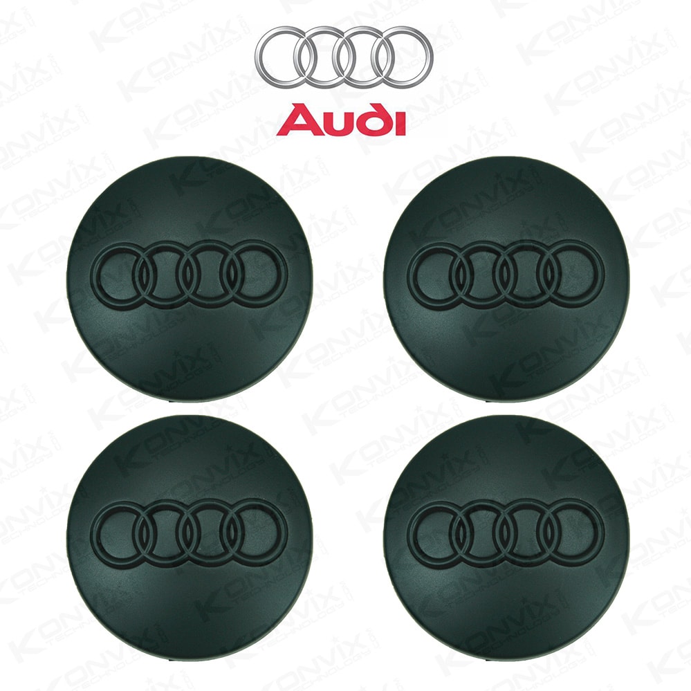 Lot de 4 caches moyeux AUDI logo Noir fond Noir 60mm de diamètre