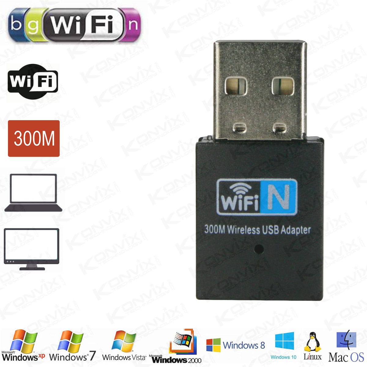 Clé USB Wifi 802.11N, 802.11G, 802.11B, débit de données jusqu'à 300Mbps