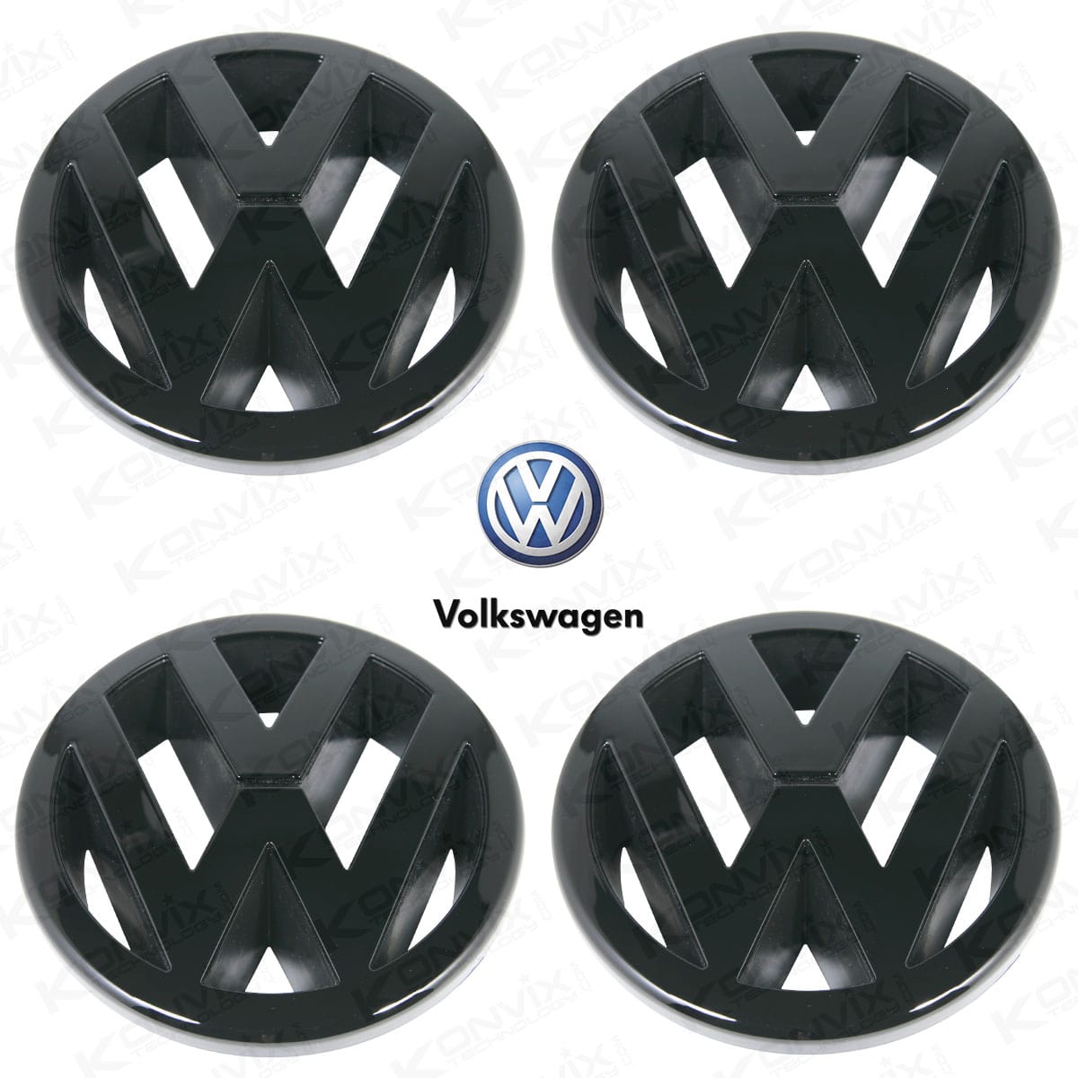 Emblème avant Volkswagen Golf 5 noir brillant 125 mm de diamètre