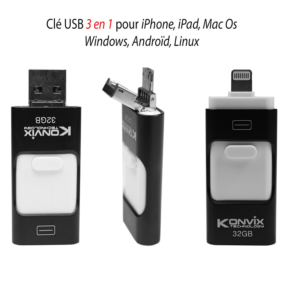 Clé I-USB-Storer 32GB pour iPhone, iPad, Mac os, Windows, Linux, Androïd.