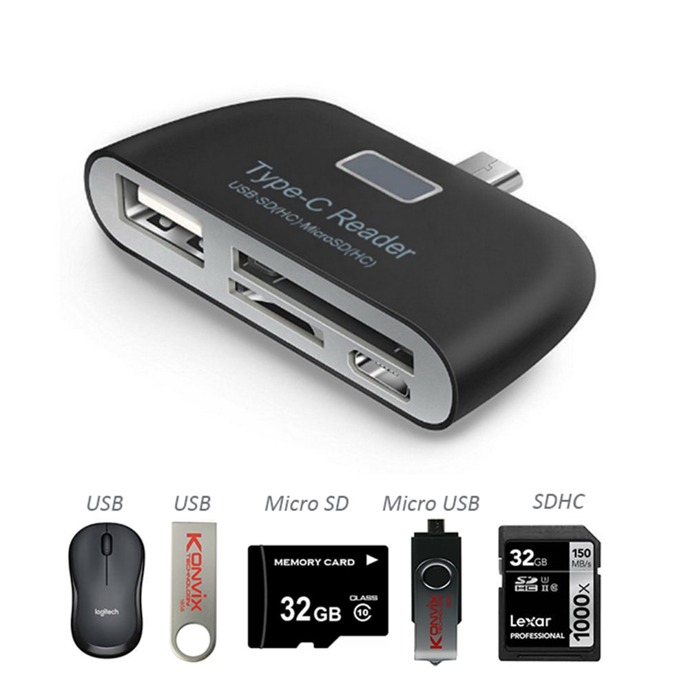 Lecteur de cartes de type C Adaptateur de hub USB3.1 OTG avec lecteur de cartes SD / TF
