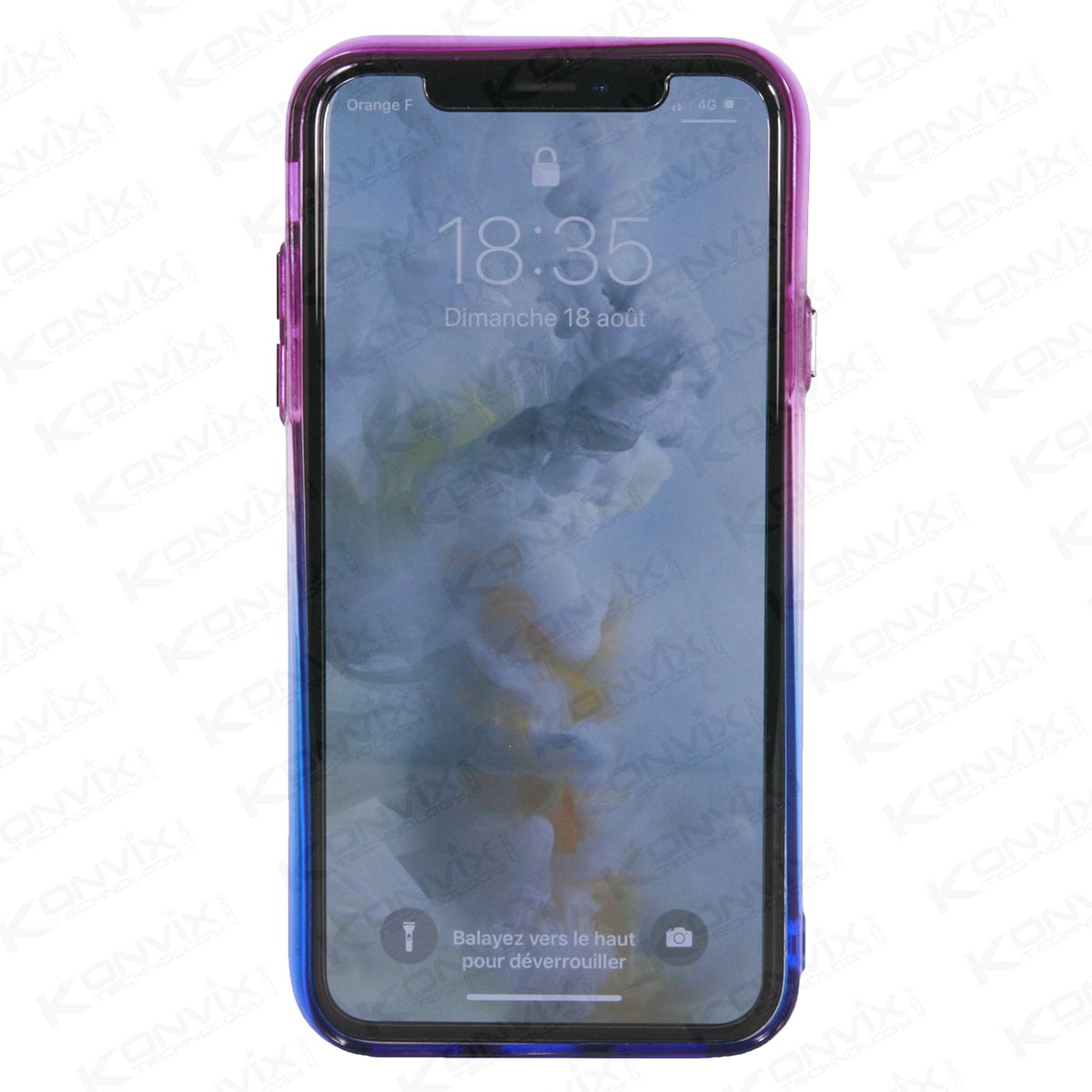 Coque de protection souple pour iPhone X bi-color Violet-Bleu