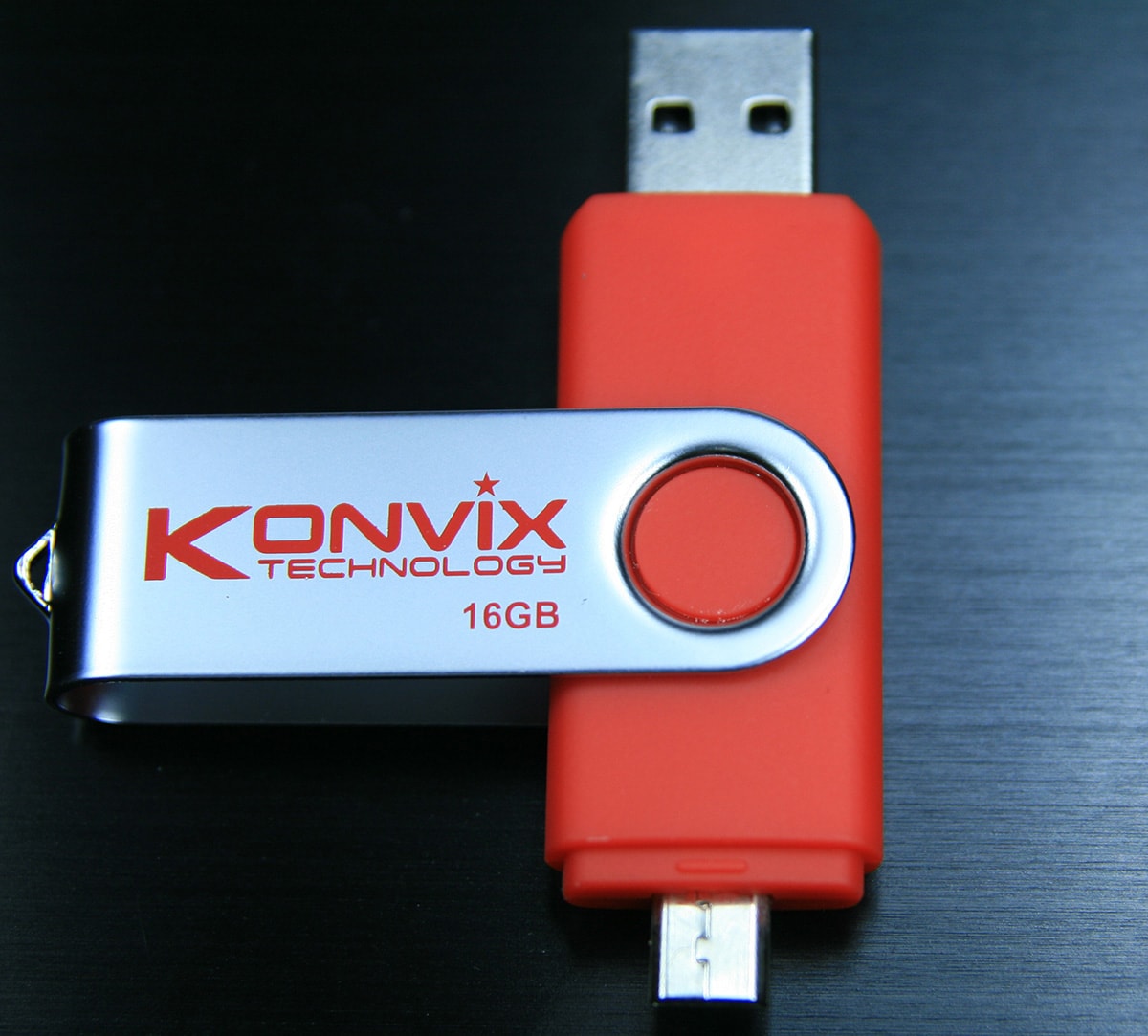 Clé USB 2 en 1 Konvix 16 Go rouge