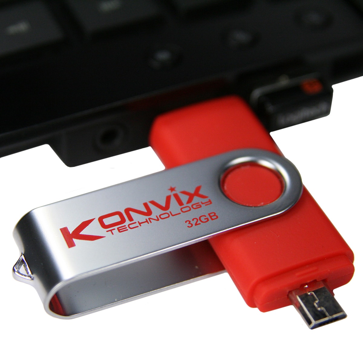 Clé USB 2 en 1 Konvix 32 Go rouge