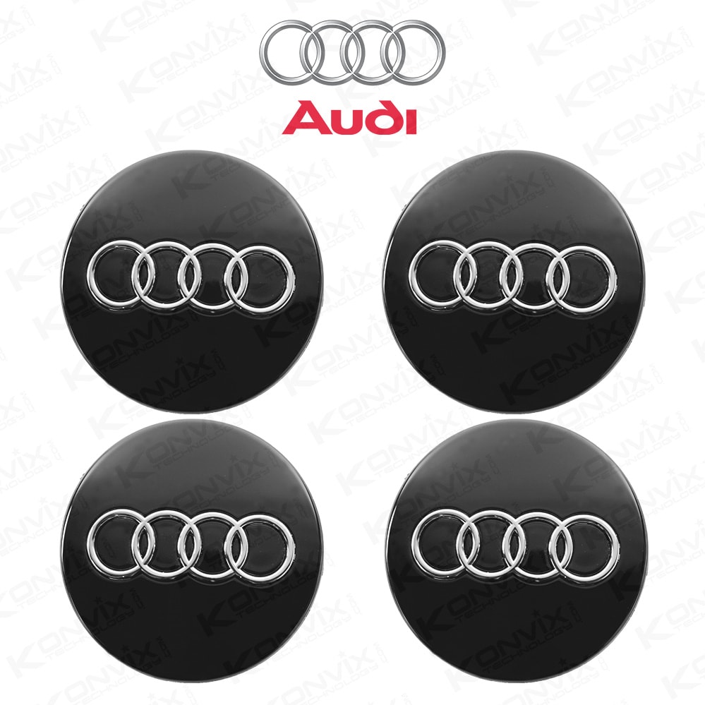 Caches moyeux centre de roue AUDI 60mm noir chrome
