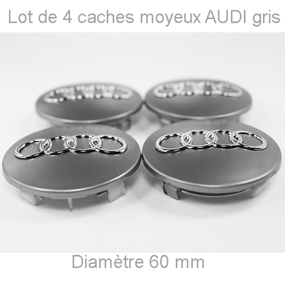 Caches moyeux centre de roue AUDI gris 60mm facile à utiliser
